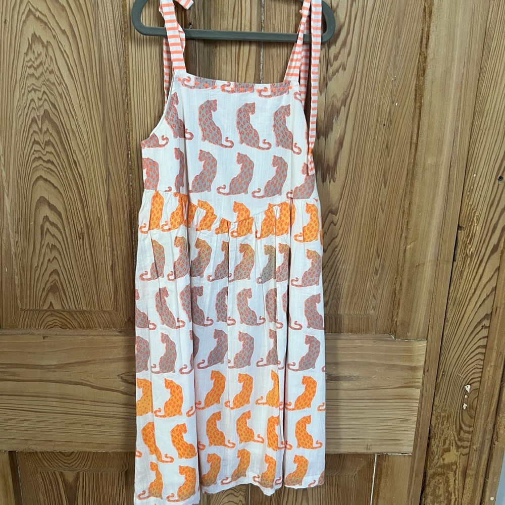 NWT Kids Casual Dress with Orange and Pink Cat Print
